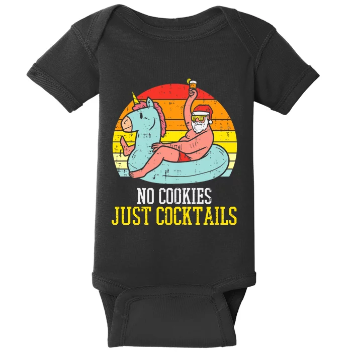 No Cookies Cocktails Santa Summer Christmas In July Xmas Baby Bodysuit