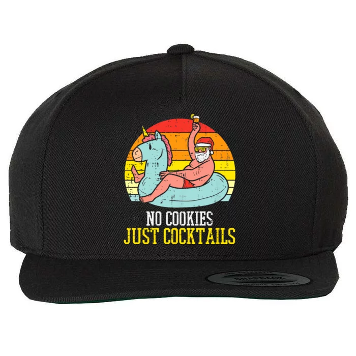 No Cookies Cocktails Santa Summer Christmas In July Xmas Wool Snapback Cap