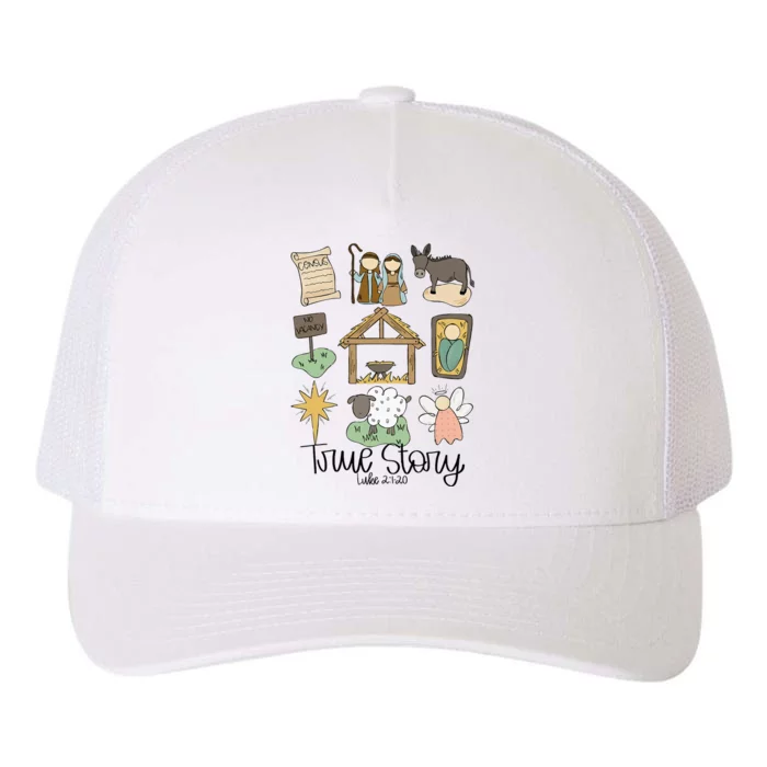 Nativity Christian Christmas Xmas True Story Manger Yupoong Adult 5-Panel Trucker Hat