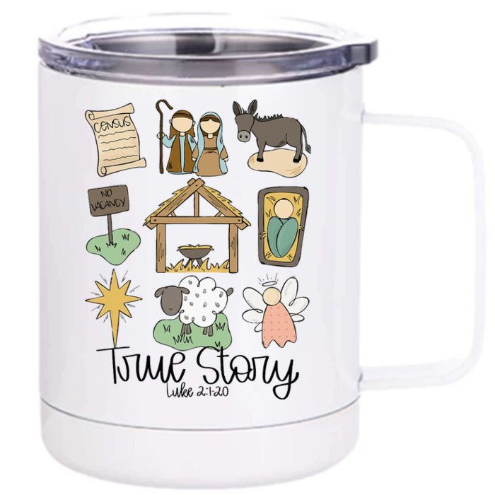 Nativity Christian Christmas Xmas True Story Manger Front & Back 12oz Stainless Steel Tumbler Cup