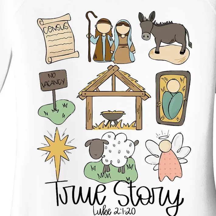 Nativity Christian Christmas Xmas True Story Manger Women's Perfect Tri Tunic Long Sleeve Shirt