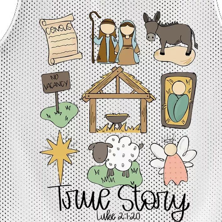 Nativity Christian Christmas Xmas True Story Manger Mesh Reversible Basketball Jersey Tank