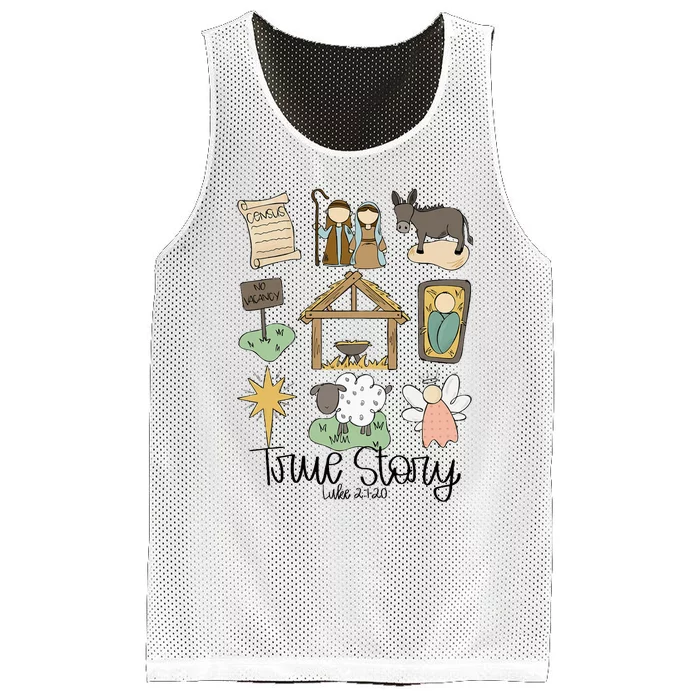 Nativity Christian Christmas Xmas True Story Manger Mesh Reversible Basketball Jersey Tank