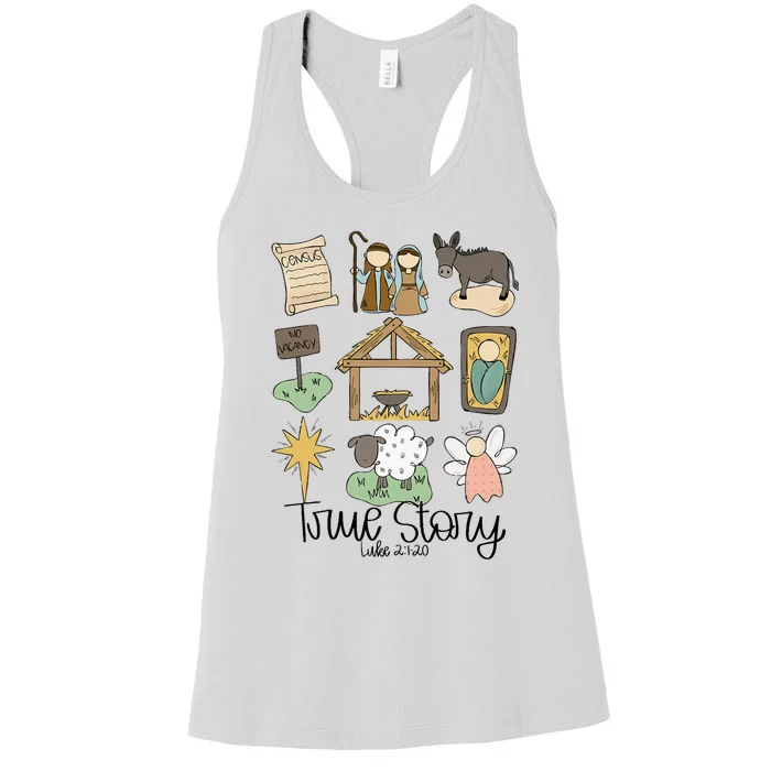 Nativity Christian Christmas Xmas True Story Manger Women's Racerback Tank