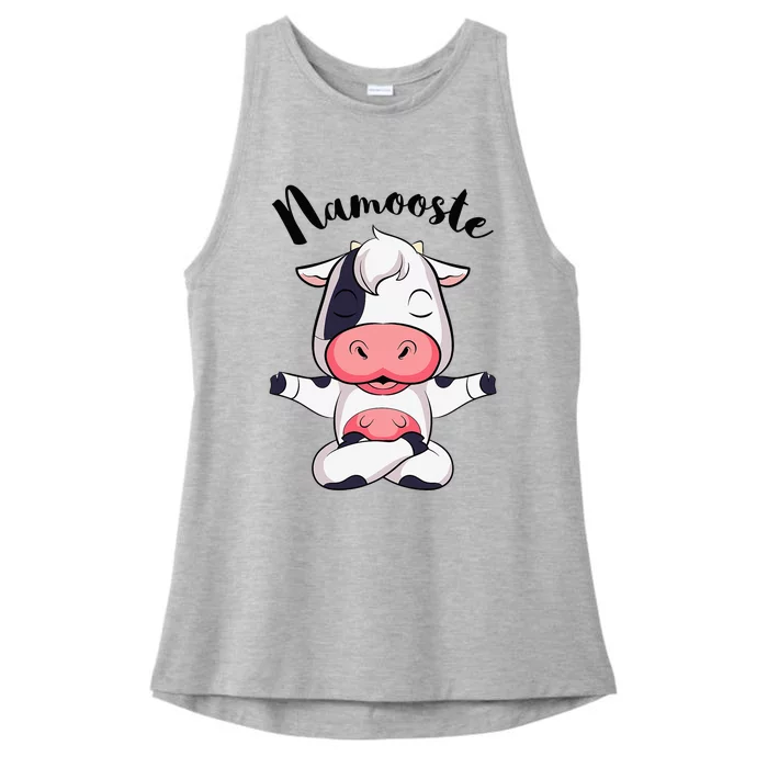 Namoostee Cow  Cow Lover Gifts Namaste Yoga Ladies Tri-Blend Wicking Tank