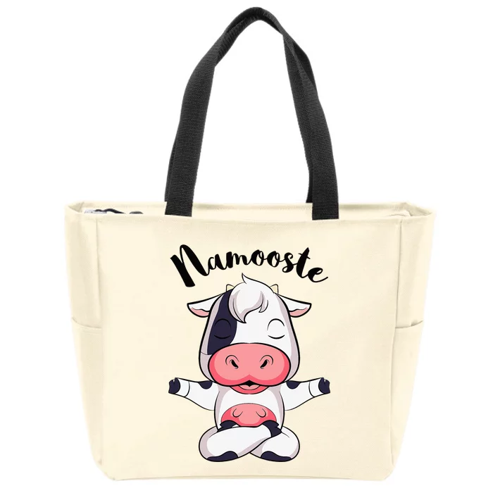 Namoostee Cow  Cow Lover Gifts Namaste Yoga Zip Tote Bag