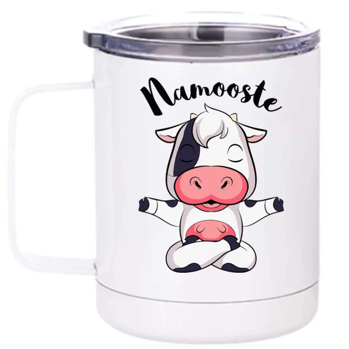 Namoostee Cow  Cow Lover Gifts Namaste Yoga Front & Back 12oz Stainless Steel Tumbler Cup