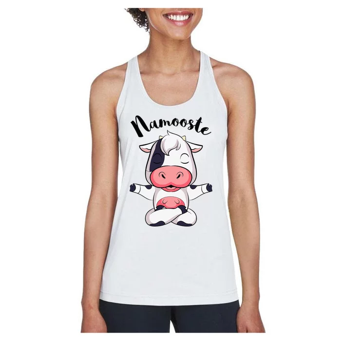 Namoostee Cow  Cow Lover Gifts Namaste Yoga Women's Racerback Tank