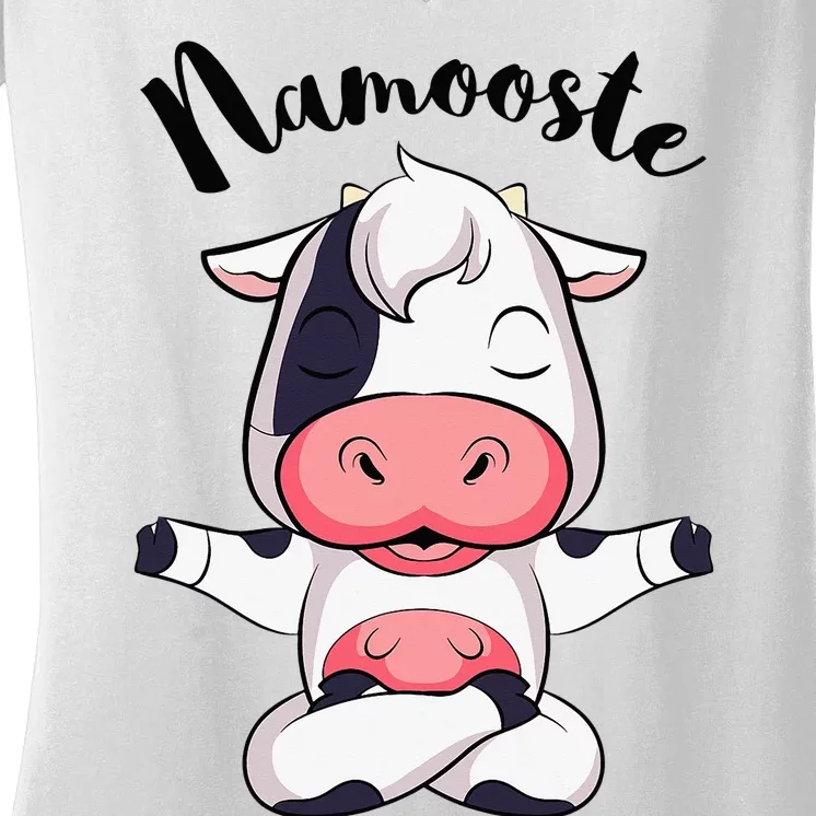 Namoostee Cow  Cow Lover Gifts Namaste Yoga Women's V-Neck T-Shirt