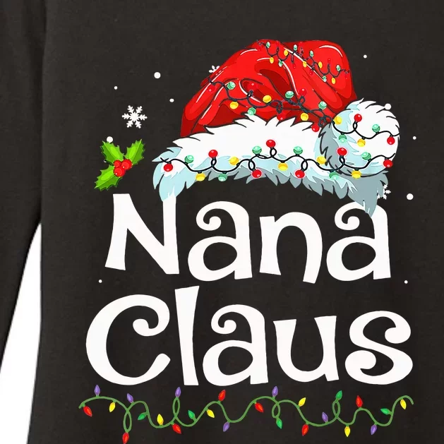 Nana Claus Christmas Pajama Family Matching Xmas Light Womens CVC Long Sleeve Shirt