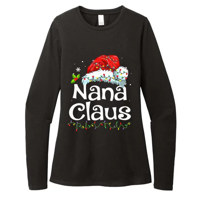 Nana Claus Christmas Pajama Family Matching Xmas Light Womens CVC Long Sleeve Shirt