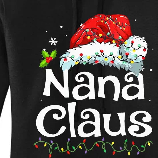 Nana Claus Christmas Pajama Family Matching Xmas Light Women's Pullover Hoodie