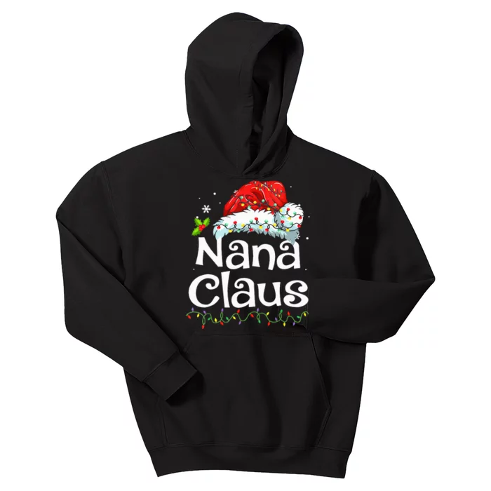 Nana Claus Christmas Pajama Family Matching Xmas Light Kids Hoodie