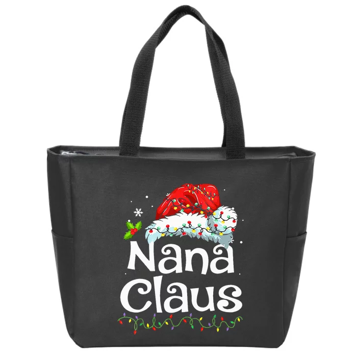 Nana Claus Christmas Pajama Family Matching Xmas Light Zip Tote Bag