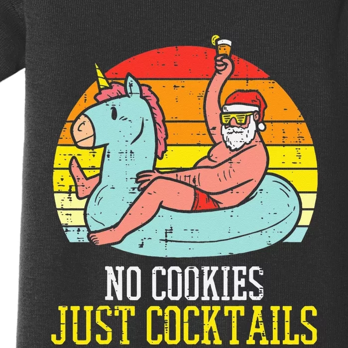 No Cookies Cocktails Santa Summer Christmas In July Xmas Baby Bodysuit