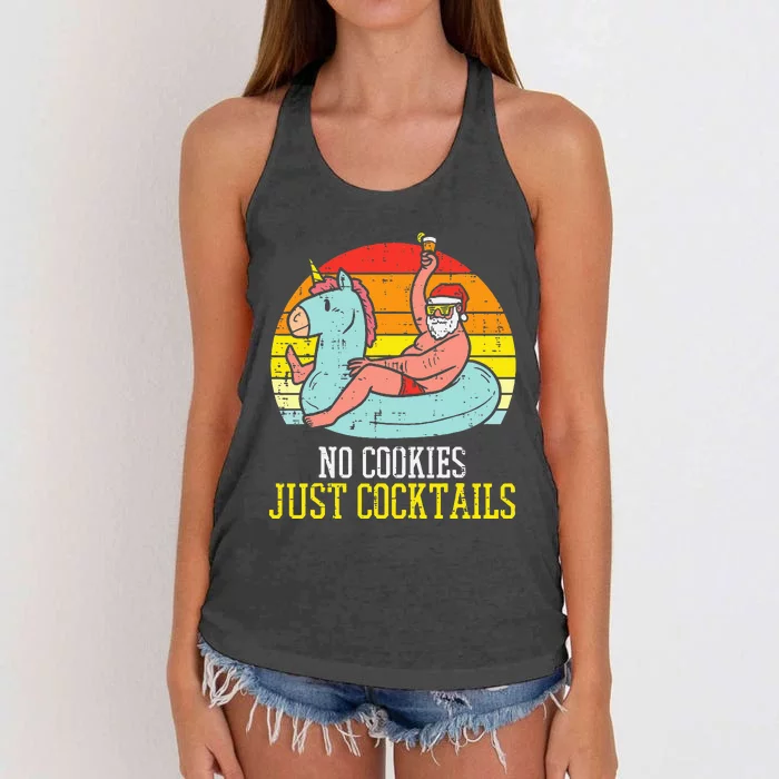 No Cookies Cocktails Santa Summer Christmas In July Xmas Women's Knotted Racerback Tank