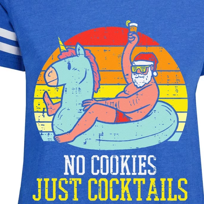 No Cookies Cocktails Santa Summer Christmas In July Xmas Enza Ladies Jersey Football T-Shirt