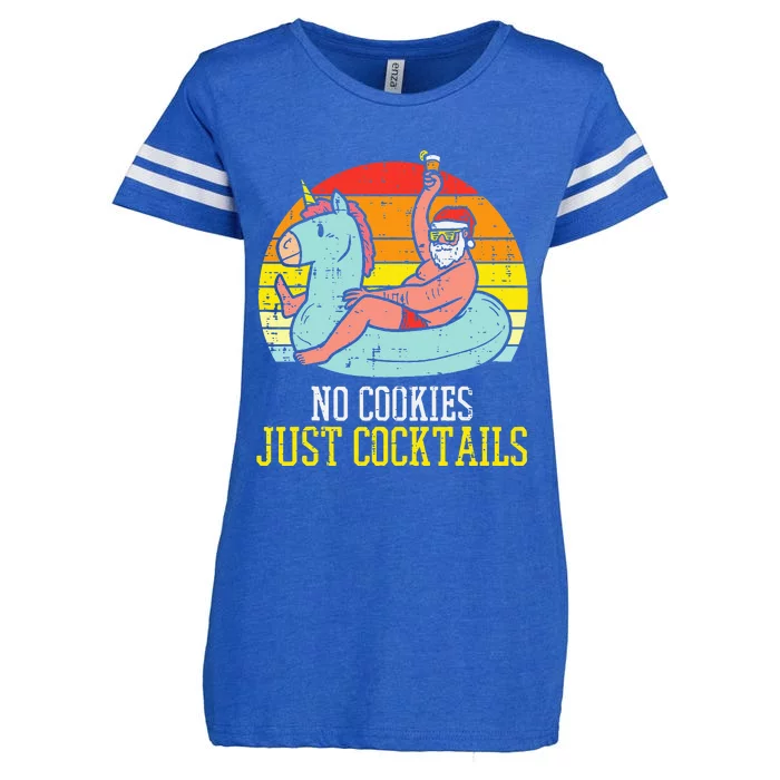 No Cookies Cocktails Santa Summer Christmas In July Xmas Enza Ladies Jersey Football T-Shirt