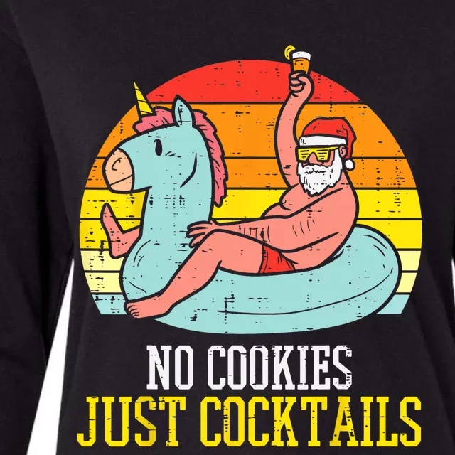 No Cookies Cocktails Santa Summer Christmas In July Xmas Womens Cotton Relaxed Long Sleeve T-Shirt