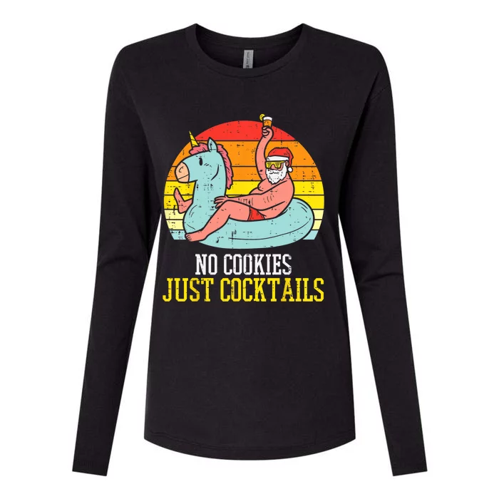 No Cookies Cocktails Santa Summer Christmas In July Xmas Womens Cotton Relaxed Long Sleeve T-Shirt