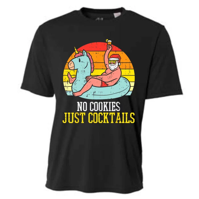 No Cookies Cocktails Santa Summer Christmas In July Xmas Cooling Performance Crew T-Shirt