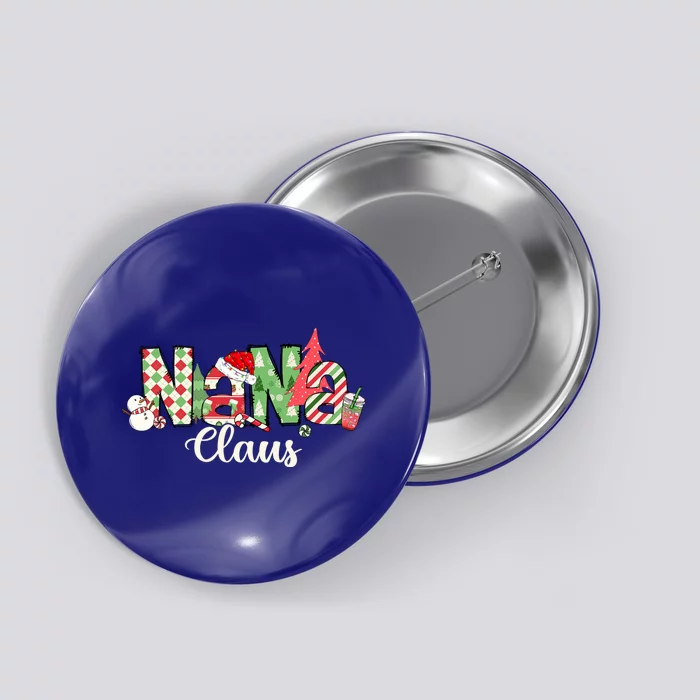 Nana Claus Christmas Family Matching Xmas Light Tree Gift Button