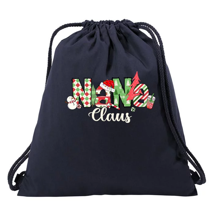 Nana Claus Christmas Family Matching Xmas Light Tree Gift Drawstring Bag