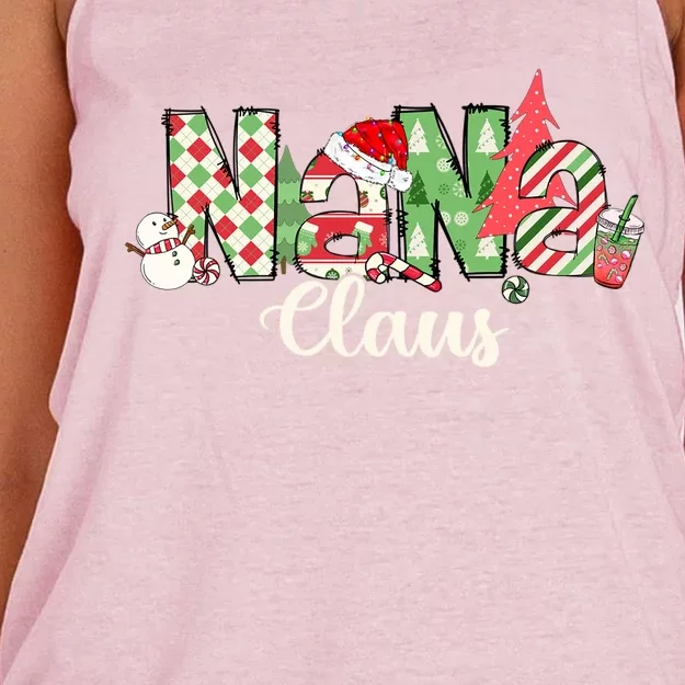 Nana Claus Christmas Family Matching Xmas Light Tree Gift Women's Knotted Racerback Tank