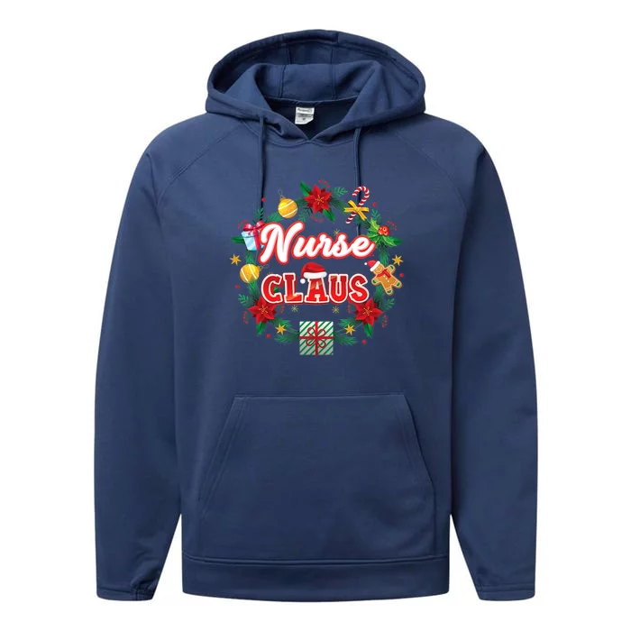 Nurse Claus Christmas Santa Laurel Wreath Mistletoe Merry Meaningful Gift Performance Fleece Hoodie