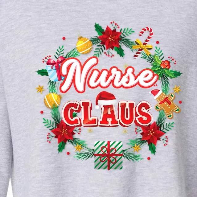 Nurse Claus Christmas Santa Laurel Wreath Mistletoe Merry Meaningful Gift Cropped Pullover Crew