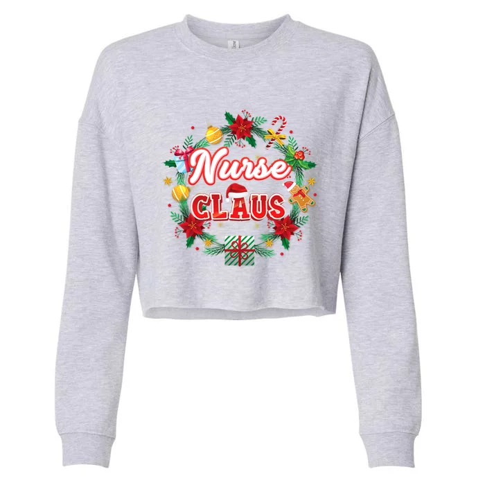 Nurse Claus Christmas Santa Laurel Wreath Mistletoe Merry Meaningful Gift Cropped Pullover Crew