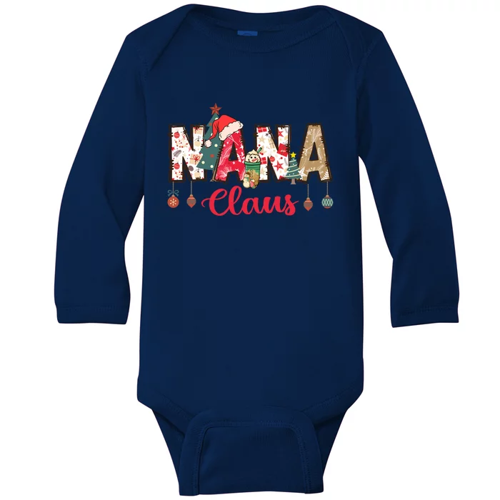 Nana Claus Christmas Family Matching Xmas Light Tree Gift Baby Long Sleeve Bodysuit