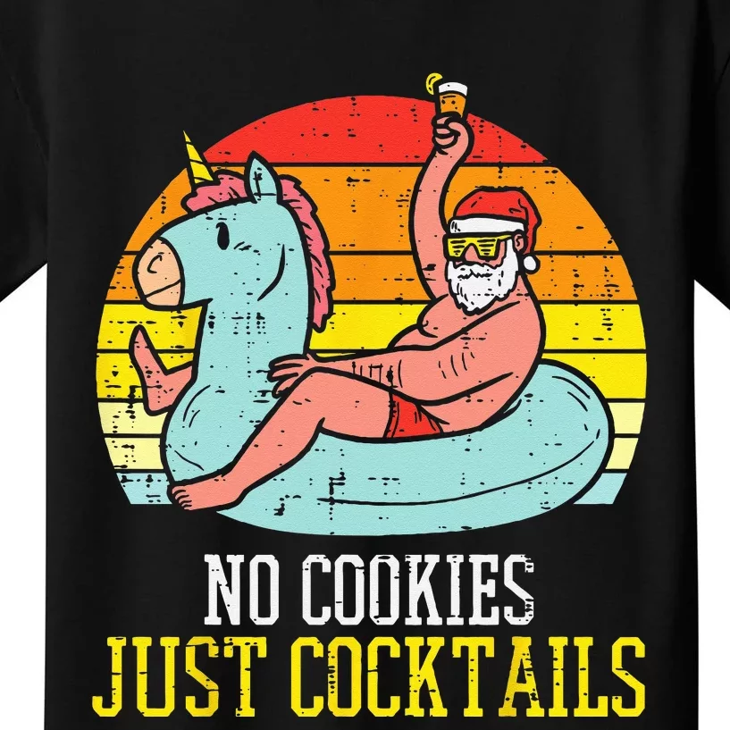 No Cookies Cocktails Santa Summer Christmas In July Xmas Kids T-Shirt