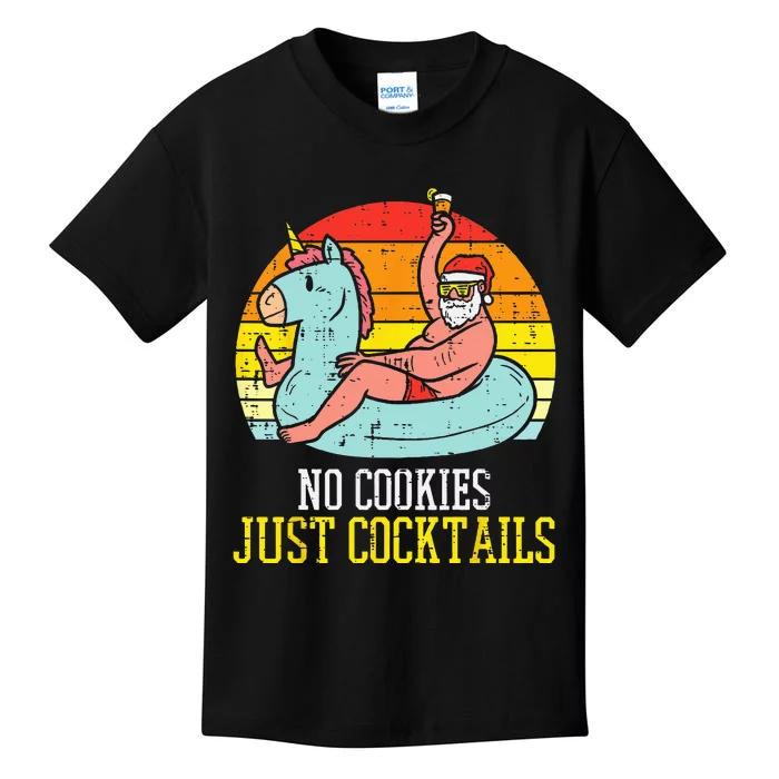 No Cookies Cocktails Santa Summer Christmas In July Xmas Kids T-Shirt