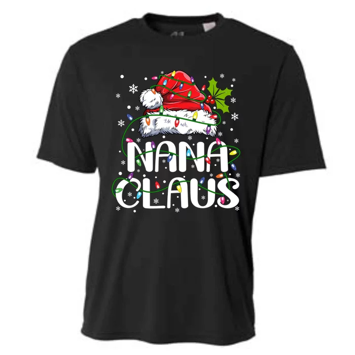 Nana Claus Cool Gift Christmas Lights Pajama Family Matching Gift Cooling Performance Crew T-Shirt