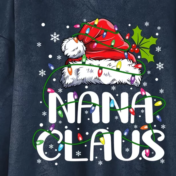 Nana Claus Cool Gift Christmas Lights Pajama Family Matching Gift Hooded Wearable Blanket