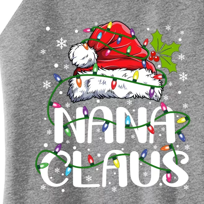 Nana Claus Cool Gift Christmas Lights Pajama Family Matching Gift Women’s Perfect Tri Rocker Tank