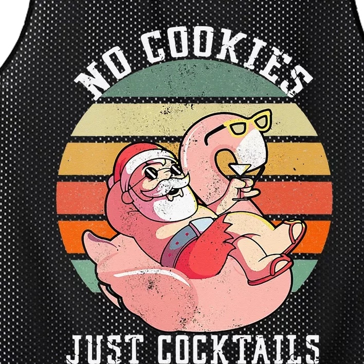 No Cookies Cocktails Santa Summer Christmas In July Mesh Reversible Basketball Jersey Tank