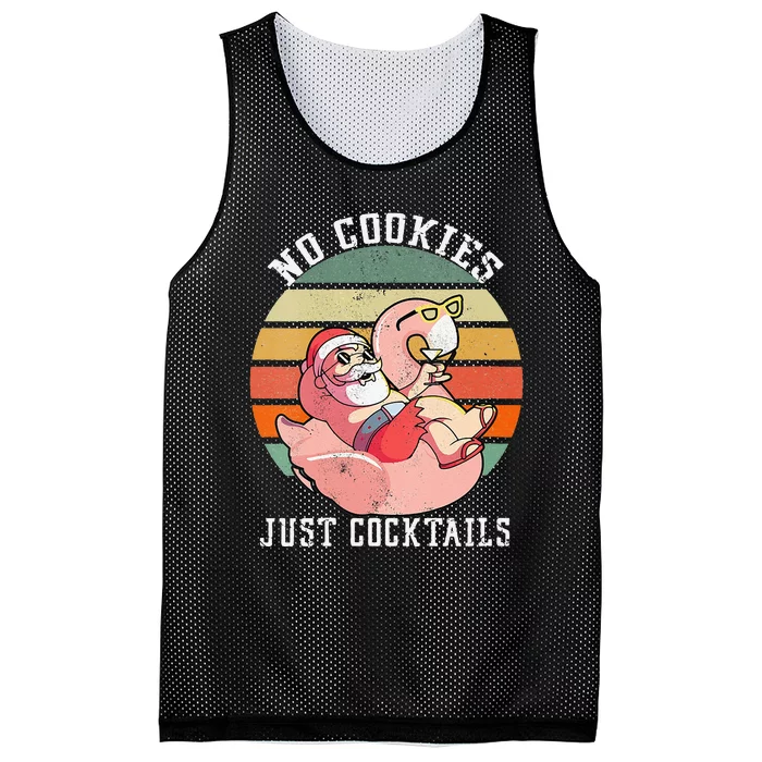 No Cookies Cocktails Santa Summer Christmas In July Mesh Reversible Basketball Jersey Tank