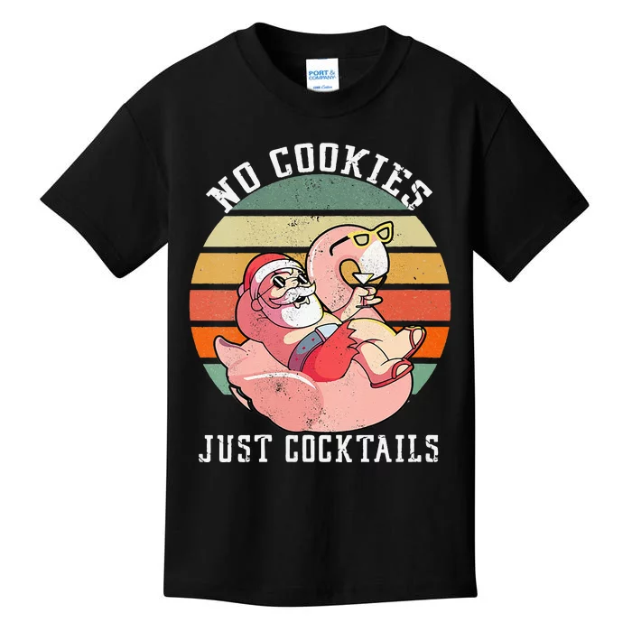 No Cookies Cocktails Santa Summer Christmas In July Kids T-Shirt