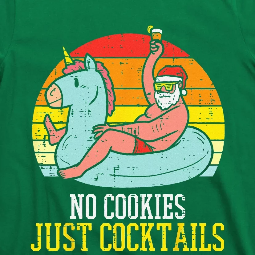 No Cookies Cocktails Santa Summer Christmas In July Xmas T-Shirt