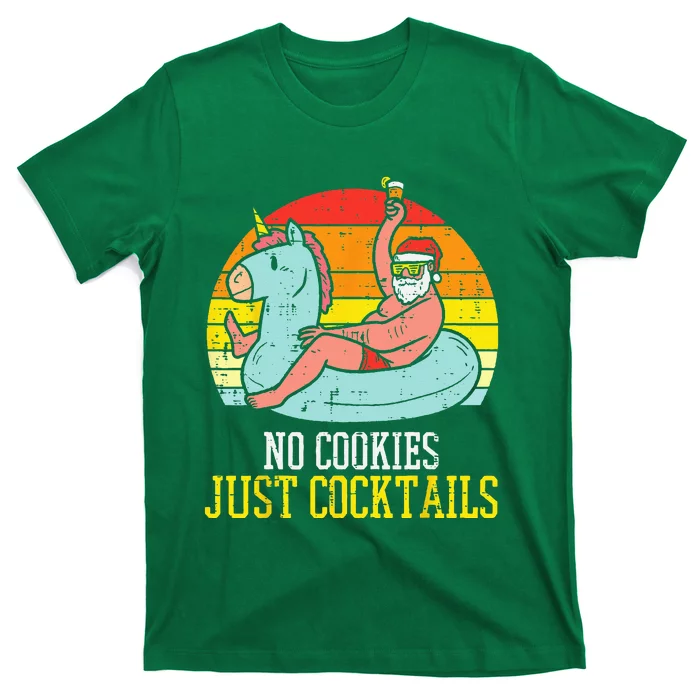 No Cookies Cocktails Santa Summer Christmas In July Xmas T-Shirt