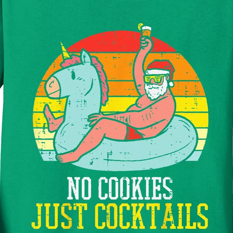 No Cookies Cocktails Santa Summer Christmas In July Xmas Kids Long Sleeve Shirt