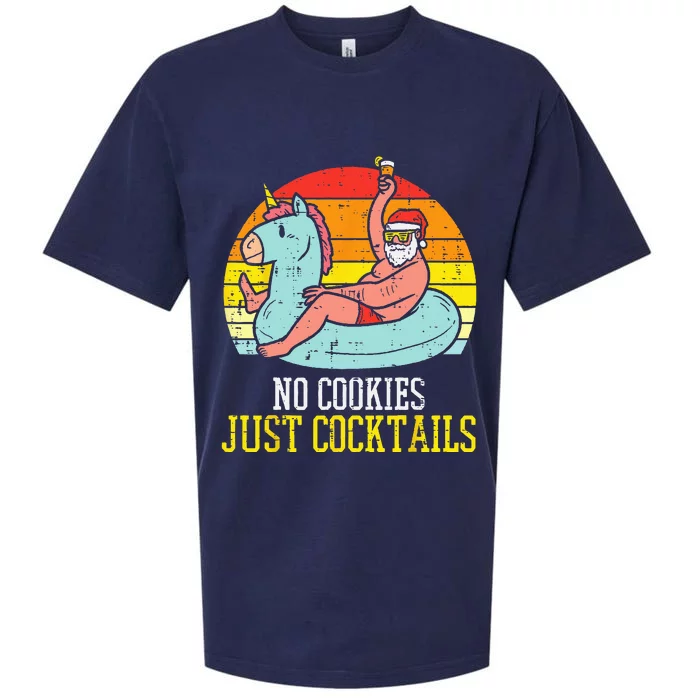 No Cookies Cocktails Santa Summer Christmas In July Xmas Sueded Cloud Jersey T-Shirt