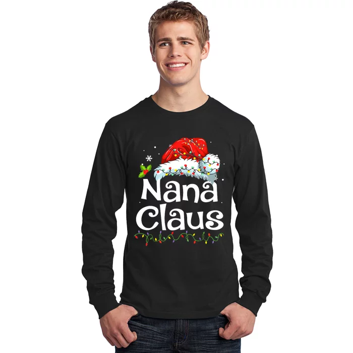 Nana Claus Christmas Pajama Family Matching Xmas Light Long Sleeve Shirt