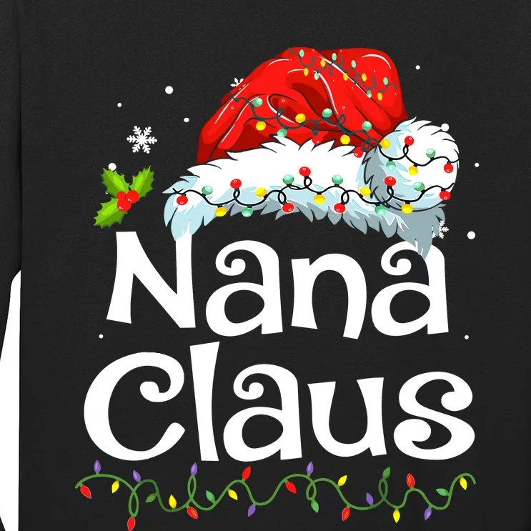 Nana Claus Christmas Pajama Family Matching Xmas Light Long Sleeve Shirt