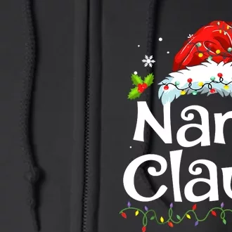 Nana Claus Christmas Pajama Family Matching Xmas Light Full Zip Hoodie