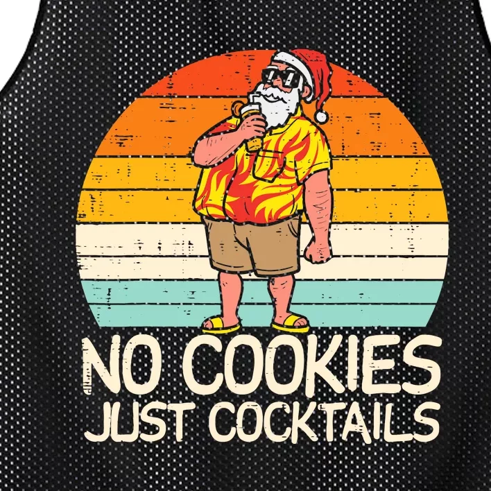 No Cookies Cocktails Santa Summer Christmas In July Xmas Mesh Reversible Basketball Jersey Tank