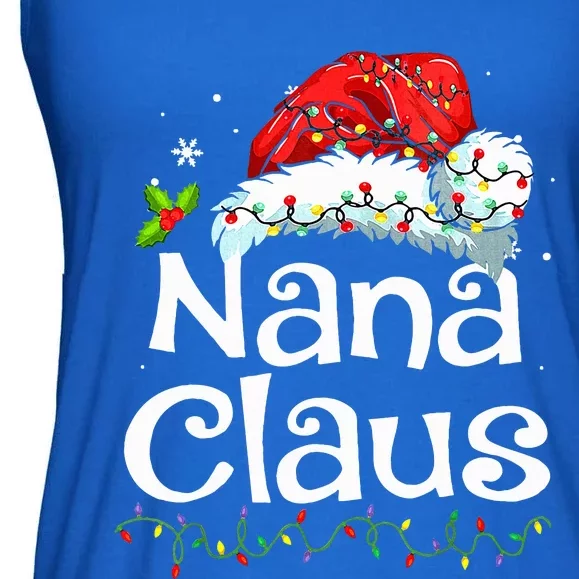 Nana Claus Christmas Pajama Family Matching Xmas Light Ladies Essential Flowy Tank