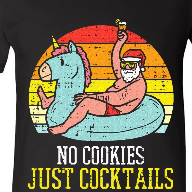 No Cookies Cocktails Santa Summer Christmas In July Xmas V-Neck T-Shirt